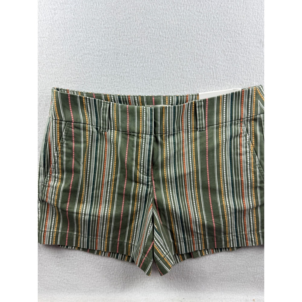 Loft Outlet Womens Size 0 Olive Green Striped‎ 4 Inch Inseam Cotton Shorts NWT